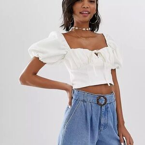 ASOS Denim Milkmaid Crop Top
